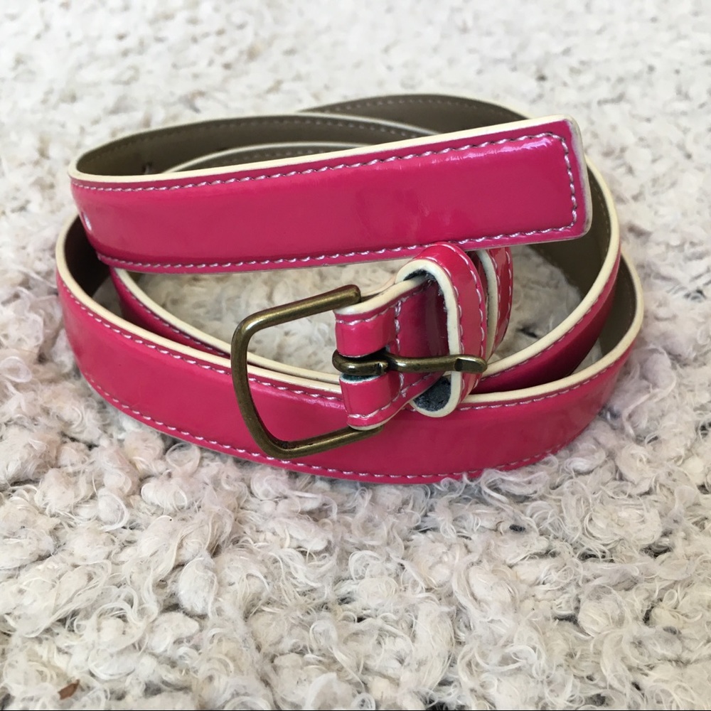 J crew hot pink patent belt